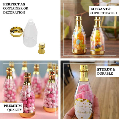 Efavormart 12 Pack Metallic Gold Mini Champagne Bottle Favor Containers, 6" Fillable Candy Jars for Weddings, Bridal Showers & Anniversaries