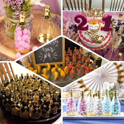 Efavormart 12 Pack Metallic Gold Mini Champagne Bottle Favor Containers, 6" Fillable Candy Jars for Weddings, Bridal Showers & Anniversaries