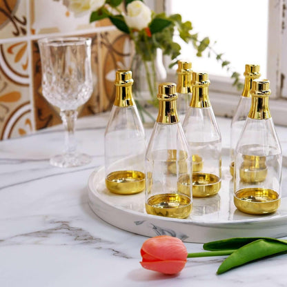Efavormart 12 Pack Metallic Gold Mini Champagne Bottle Favor Containers, 6" Fillable Candy Jars for Weddings, Bridal Showers & Anniversaries