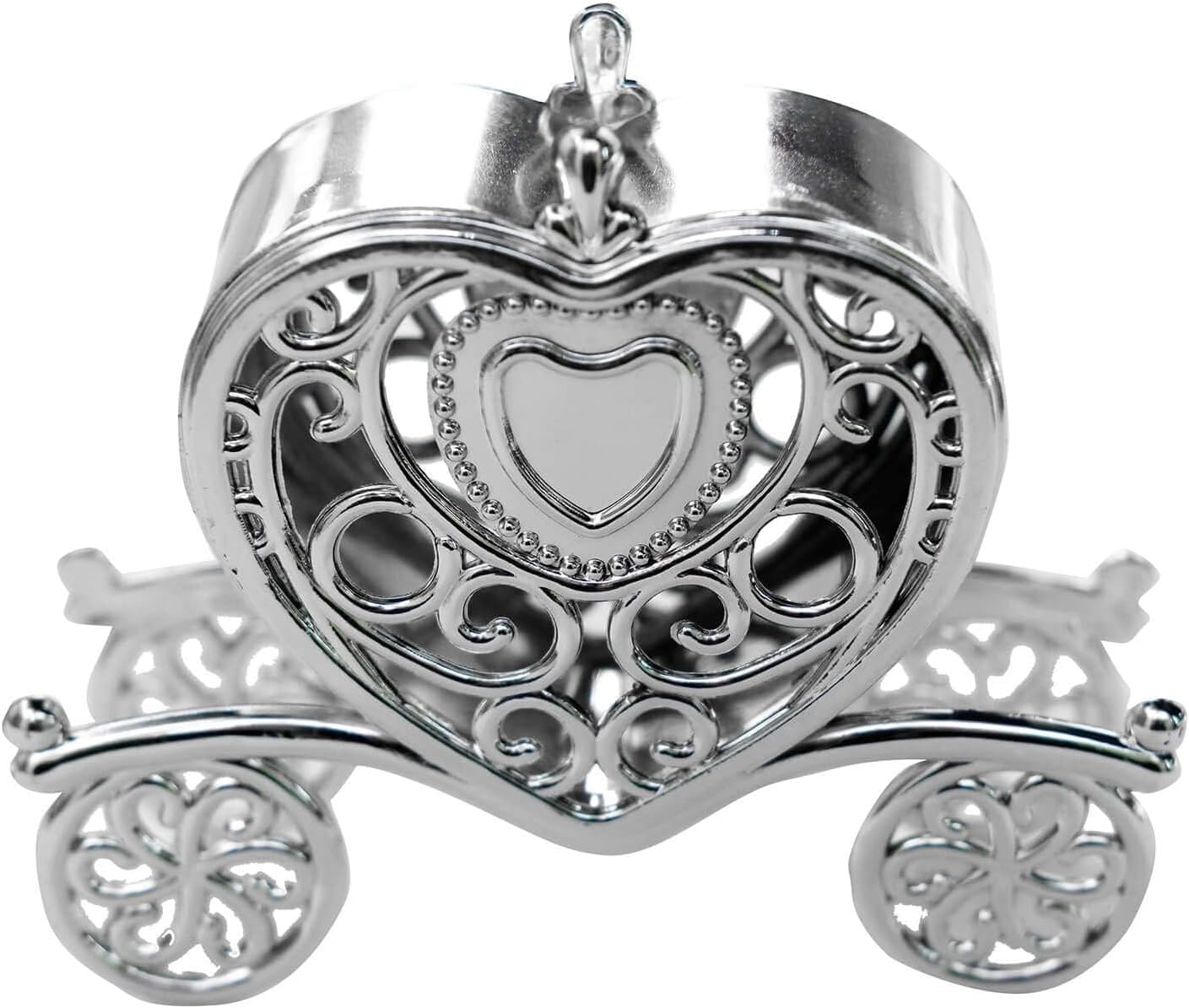 Efavormart 12 Pack 4" Silver Heart Carriage Favor Boxes - Cinderella Fairytale Wire Frame Candy Holders for Wedding, Bridal and Baby Shower Decorations