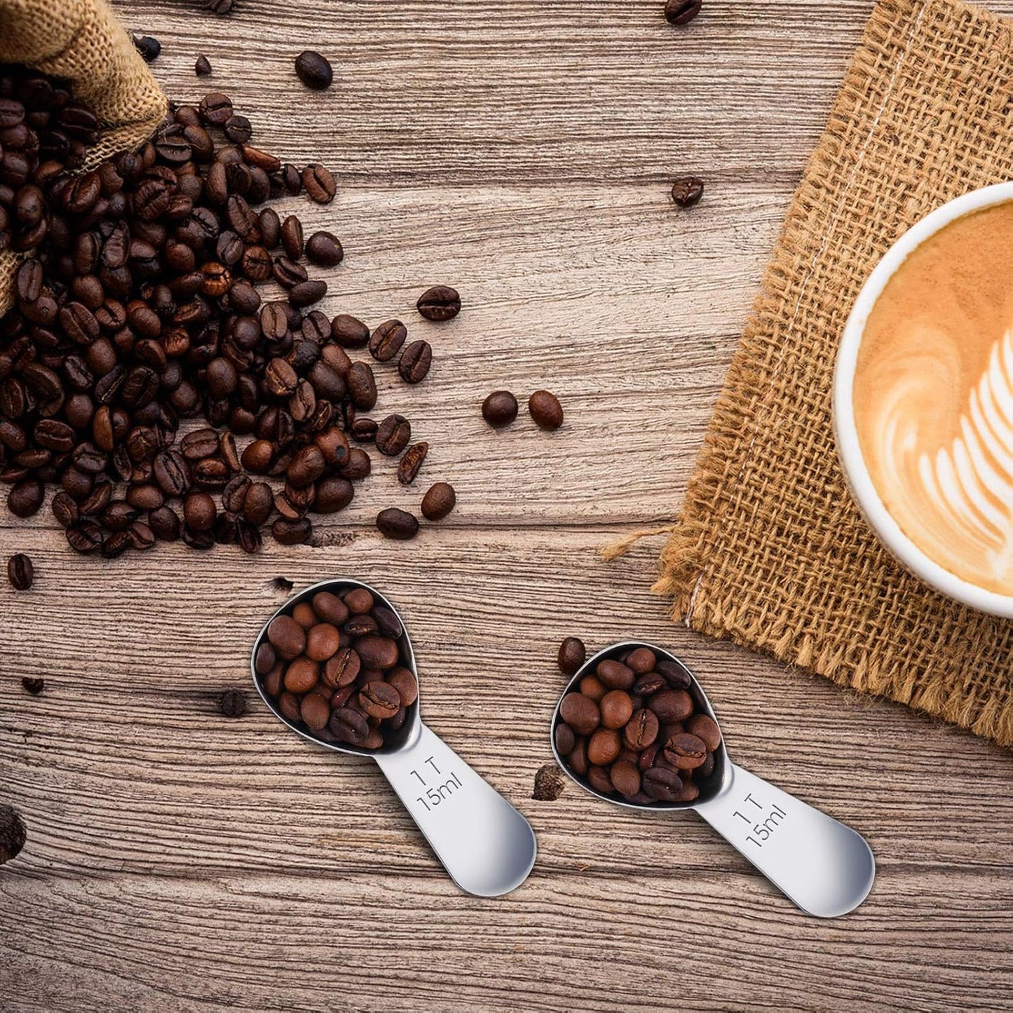 3 Pieces Coffee Scoop Tablespoon Measuring Spoons Stainless Steel Coffee Scoops Short Handle Tablespoon for Tea Sugar Kitchen Gifts(15 ml,Silver)