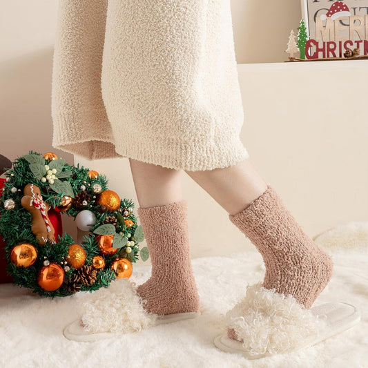 Fuzzy Socks for Women, Womens Winter Fluffy Socks 5 Pairs Ultra Soft Warm Fabric Sleeping Slipper Sock for Women