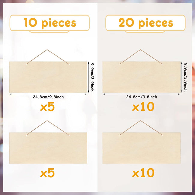 10 Pcs Unfinished Hanging Wood Sign Easter 9.8 x 3.9 Inch Rectangle Blank Wooden Plaque Blank Hanging Wooden Slices Banners with Ropes for Spring Painting Writing DIY Crafts Main Image