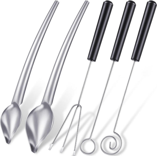 3 Pieces Candy Dipping Tools Chocolate Dipping Fork Spoons Set 2 Pieces Culinary Decorating Spoons Chef Art Pencil for Decorative Plates Stainless Steel(Classic Style)