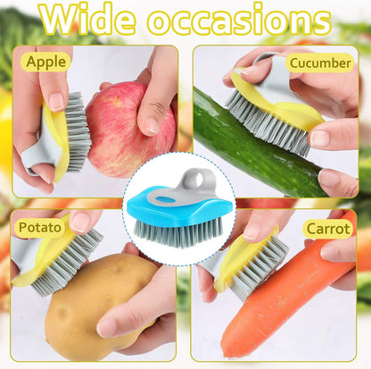3 Pieces Vegetable Brush Potato Scrubber Vegetable Scrubber for Food Flexible Bristles Kitchen Brush for Fruits, Potatoes, Carrots Kitchen Gadgets Set in Random Color