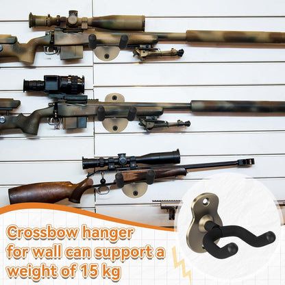 2 Pcs Crossbow Hanger for Wall Vertical Rack Wall Mount Metal Gun Holder Compound Bow Hanger Holder Displays Rack Shotgun Hooks Rifle Storage Securely Holds Airsoft Firearm