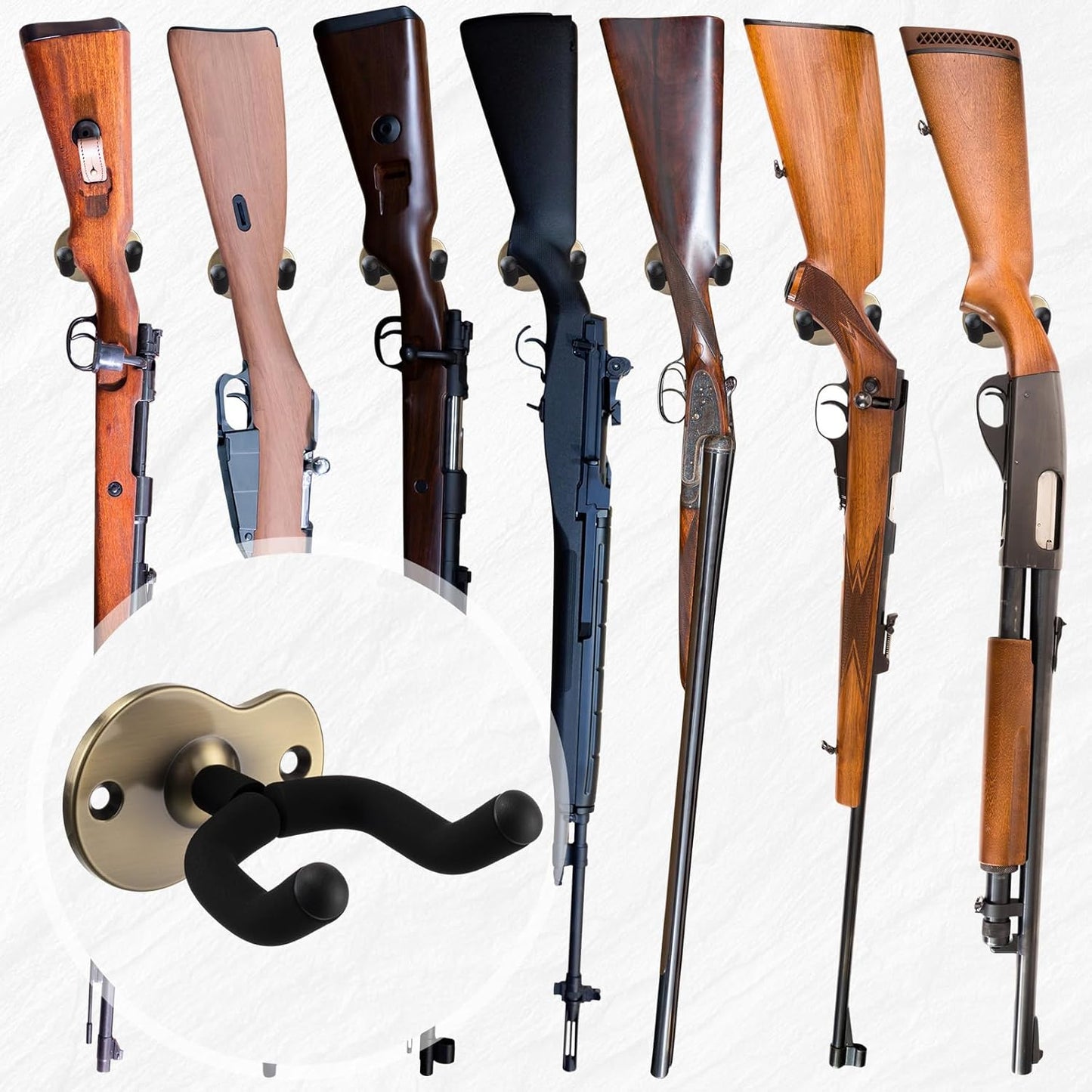 2 Pcs Crossbow Hanger for Wall Vertical Rack Wall Mount Metal Gun Holder Compound Bow Hanger Holder Displays Rack Shotgun Hooks Rifle Storage Securely Holds Airsoft Firearm