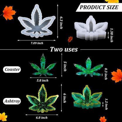2 Pieces Maple Leaf Silicone Resin Mold, Large Leaf Tray Casting Mold for DIY Coasters, Soap Dish, Home Decoration, Thanksgiving Fall Decoration