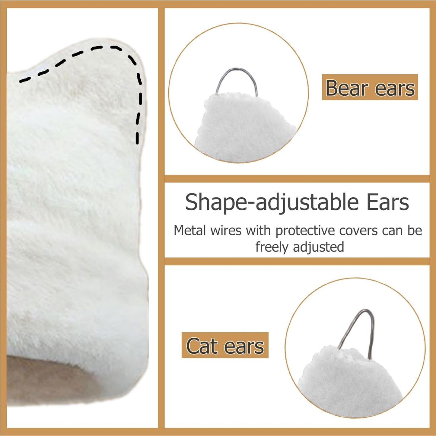 Womens Winter Beanie Hat Cute Cat/Bear Ear Hat for Women, Large Size Warm Plush Hat, Ears with Support - DIY Shapes