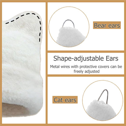 Womens Winter Beanie Hat Cute Cat/Bear Ear Hat for Women, Large Size Warm Plush Hat, Ears with Support - DIY Shapes