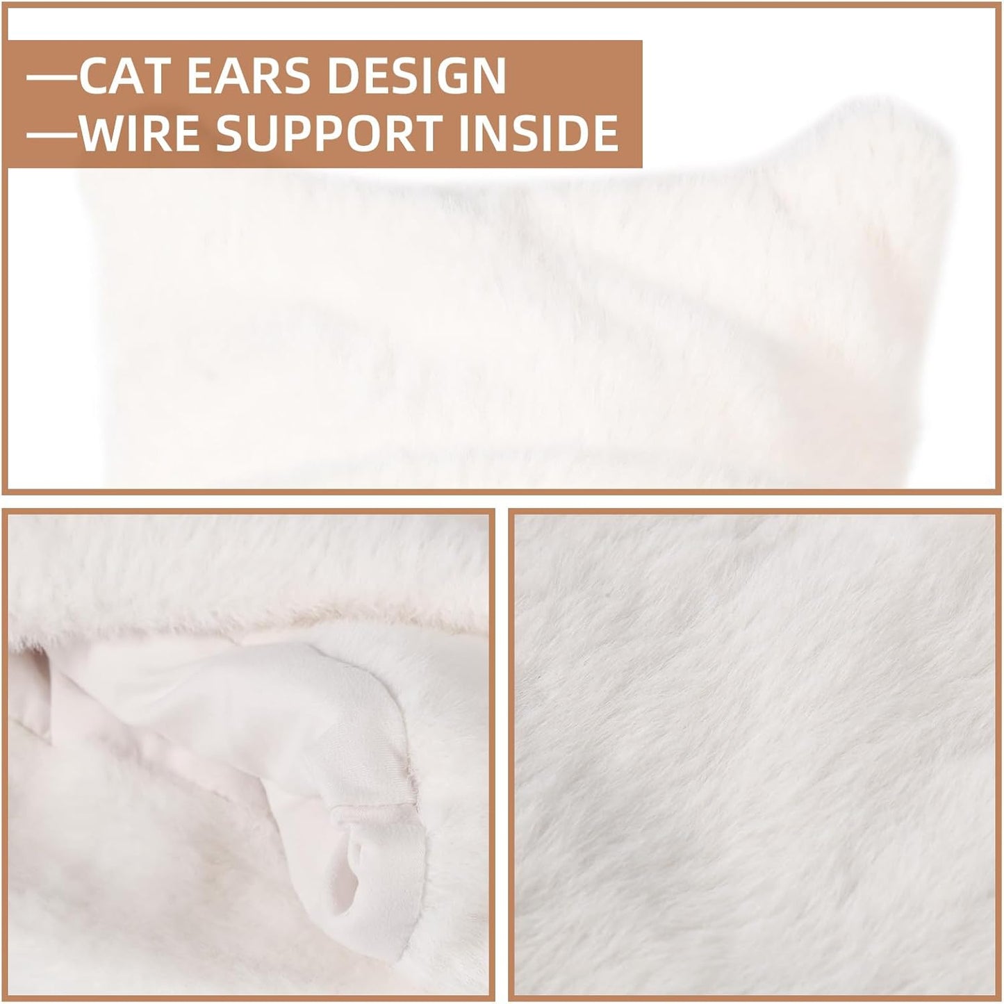 Womens Winter Beanie Hat Cute Cat/Bear Ear Hat for Women, Large Size Warm Plush Hat, Ears with Support - DIY Shapes