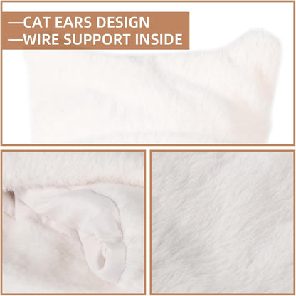 Womens Winter Beanie Hat Cute Cat/Bear Ear Hat for Women, Large Size Warm Plush Hat, Ears with Support - DIY Shapes