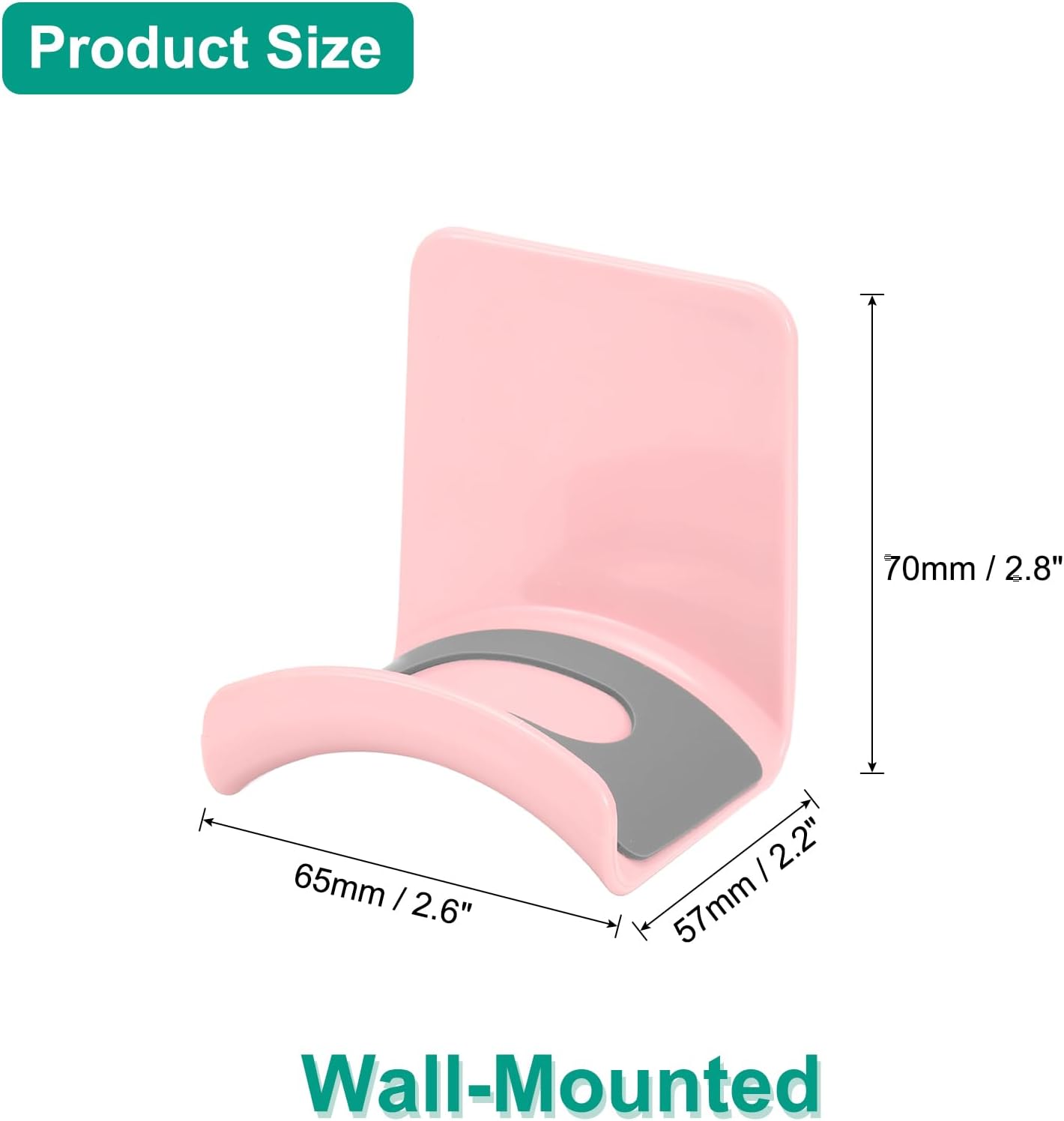 Headphone Stand, 1 Pcs ABS Headset Holder Adhesive Headphone Holder Hook Mount Headphone Hanger Hook Under Desk for Gaming Headphones Earphones Cables, Pink(Wall-Mounted)