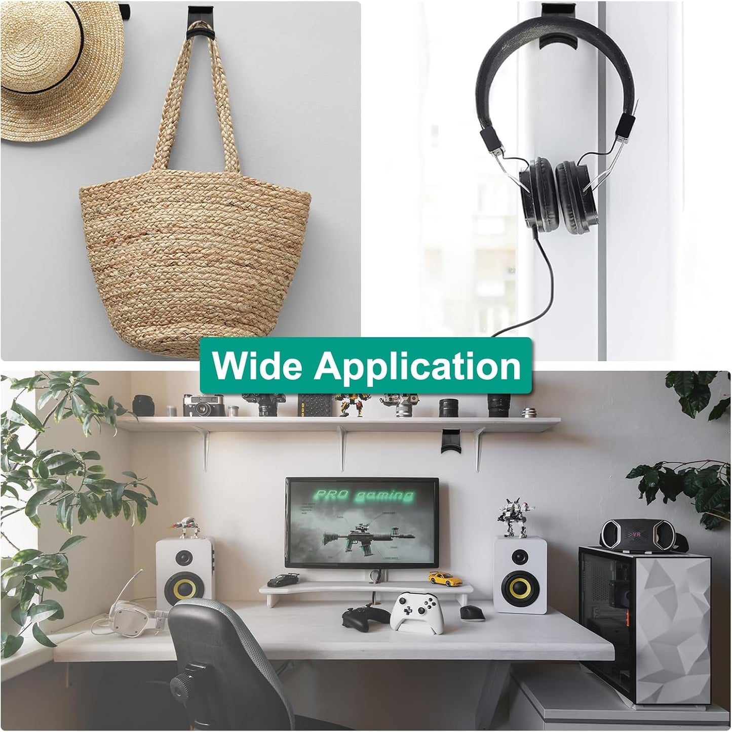 Headphone Stand, 1 Pcs ABS Headset Holder Adhesive Headphone Holder Hook Mount Headphone Hanger Hook Under Desk for Gaming Headphones Earphones Cables, Pink(Wall-Mounted)