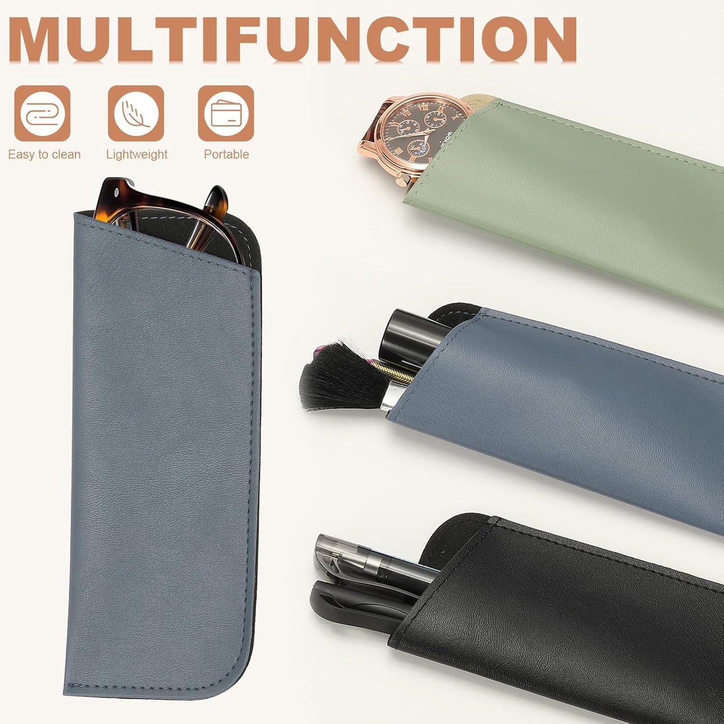 Soft Eyeglass Cases, Leather Sunglass Case Portable Glasses Pouch for Women Men Sunglasses Cases