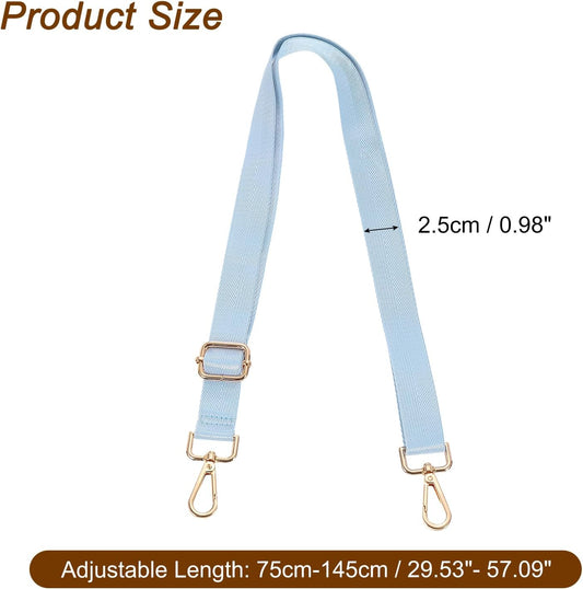 Wide Shoulder Strap, 2.5cm Adjustable Purse Strap Replacement Crossbody Strap for Shoulder Bag Handbag, Sky Blue, Light Gold Pull Core Buckle