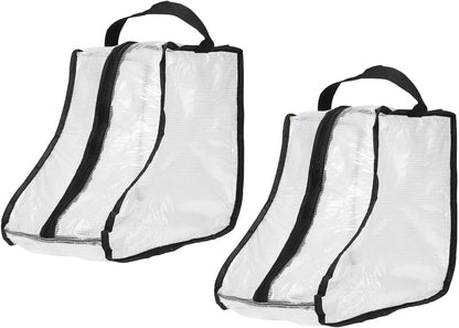 2Pack Boot Storage Bag Portable, PVC Shoe Storage Bag with Zipper Clear Boots Cover Protector Bag for Short Boots and Short Boots Storage Travel and Daily Use, Black Tall