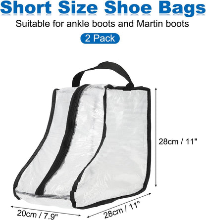 2Pack Boot Storage Bag Portable, PVC Shoe Storage Bag with Zipper Clear Boots Cover Protector Bag for Short Boots and Short Boots Storage Travel and Daily Use, Black Tall