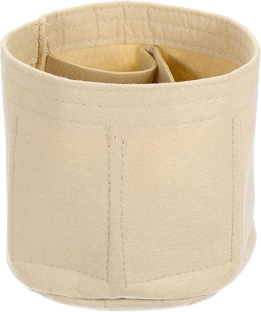 Purse Organizer Insert, Portable Felt Organizer Bags Round Multiple Compartments Purse Liner for Bucket Bag, Domed Satchel, Tote Bag, Handbag Shaper (8" x 4" x 5.5", Beige)