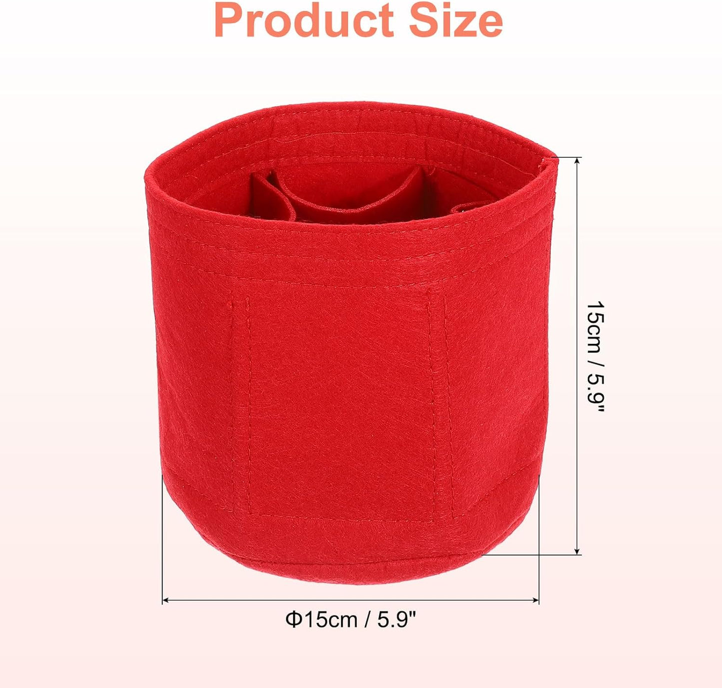 Purse Organizer Insert, Portable Felt Organizer Bags Round Multiple Compartments Purse Liner for Bucket Bag, Domed Satchel, Tote Bag, Handbag Shaper (6" x 6", Red)