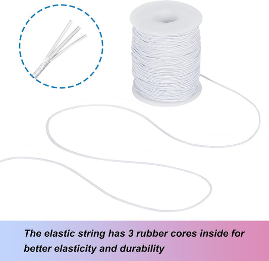 White Elastic String, 328 Feet 1mm Stretchy Bracelet String Bead Cord for Bracelets, Necklaces, Jewelry Making Supplies, Beading, Pony Beads and Crafts(Bead-Free)