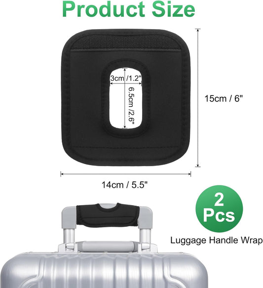 Luggage Handle Wrap, 2 Pcs Hollow Neoprene Handbag Grip Cover Protector Luggage Identifiers Suitcase Handle Wraps for Luggage Suitcase Travel Bags, Black