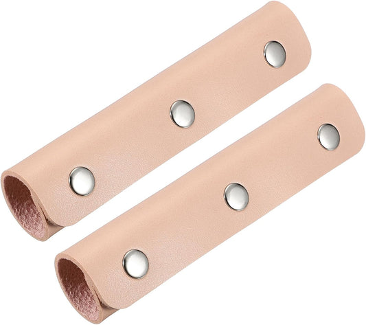 2 Pcs Handbag Handle Cover, Leather Luggage Handle Wraps, Purse Strap Cover Luggage Grip Protector Fine Texture Silver Buckle for Purse Tote Bag Suitcase, Peach Pink