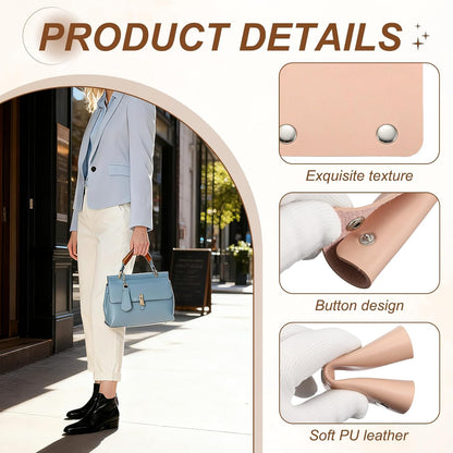 2 Pcs Handbag Handle Cover, Leather Luggage Handle Wraps, Purse Strap Cover Luggage Grip Protector Fine Texture Silver Buckle for Purse Tote Bag Suitcase, Peach Pink