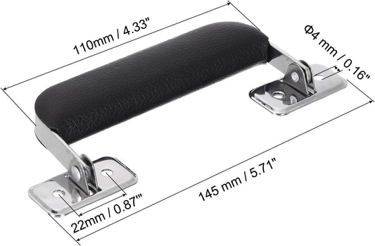 Leather Handle, 2Pcs - Metal Luggage Handle, Vintage Suitcase Replacement Strap, Vintage Pull Handle for Trunk Handbag Briefcase Speaker Box (Black), 110mm