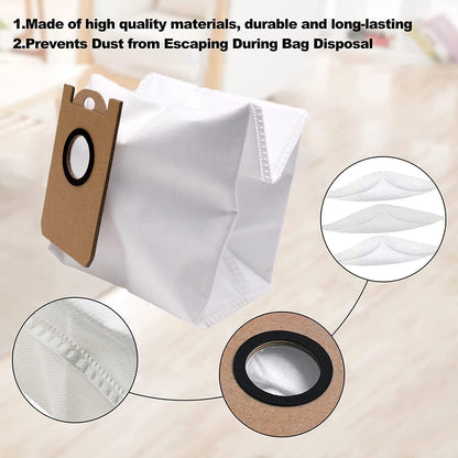 6 Pack Dust Bags for iHome AutoVac Nova Self Empty Robot Vacuum Replacement Accessory Parts