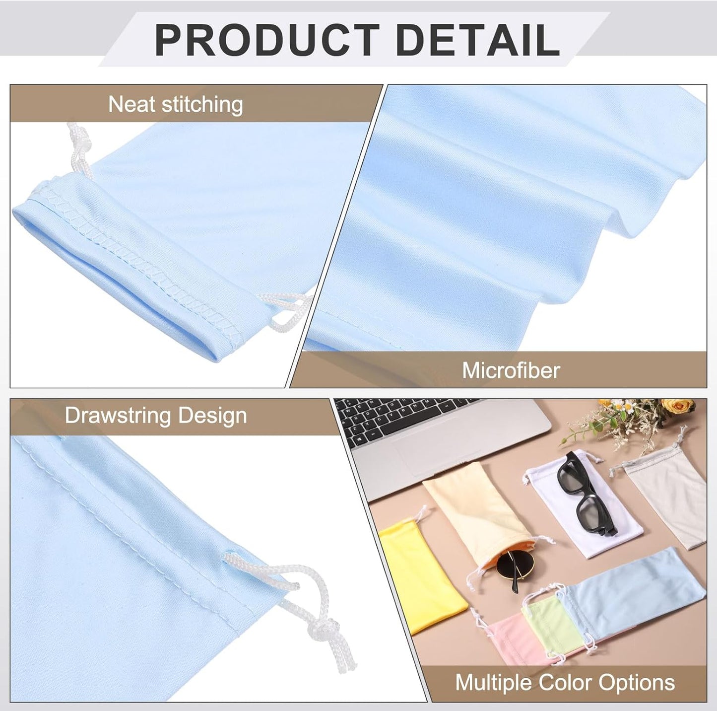 Microfiber Eyeglass Cases Glasses, Sunglasses Storage Bag with Drawstring, Soft Glasses Pouch Travel for Women Men