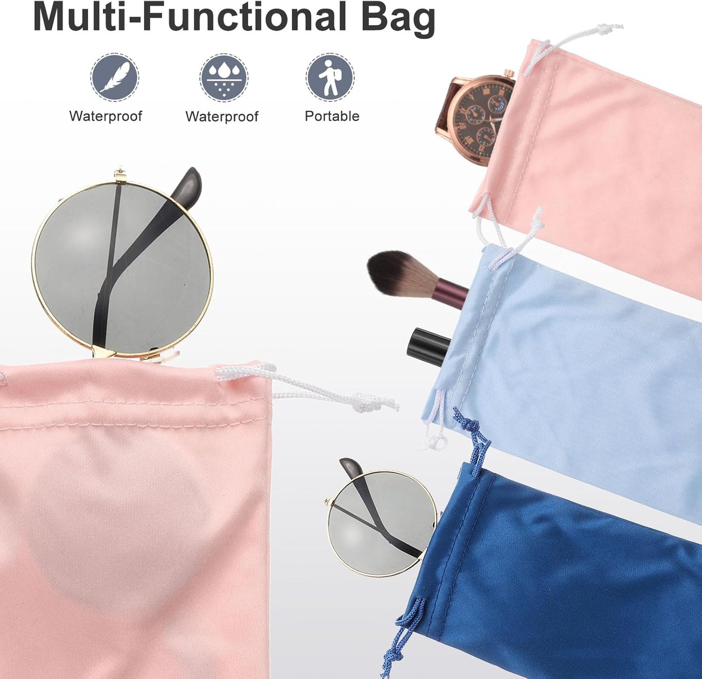 Microfiber Eyeglass Cases Glasses, Sunglasses Storage Bag with Drawstring, Soft Glasses Pouch Travel for Women Men