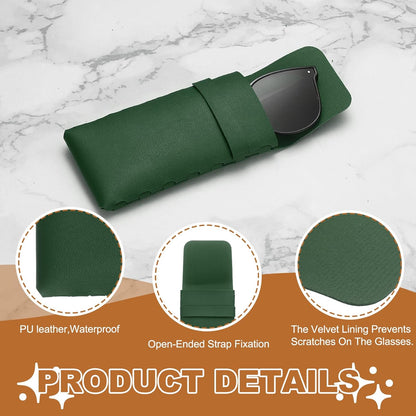Soft Glasses Case, Leather Eyeglass Case, Portable Glasses Pouch Eyewear Holder with Flap Closure for Women Men