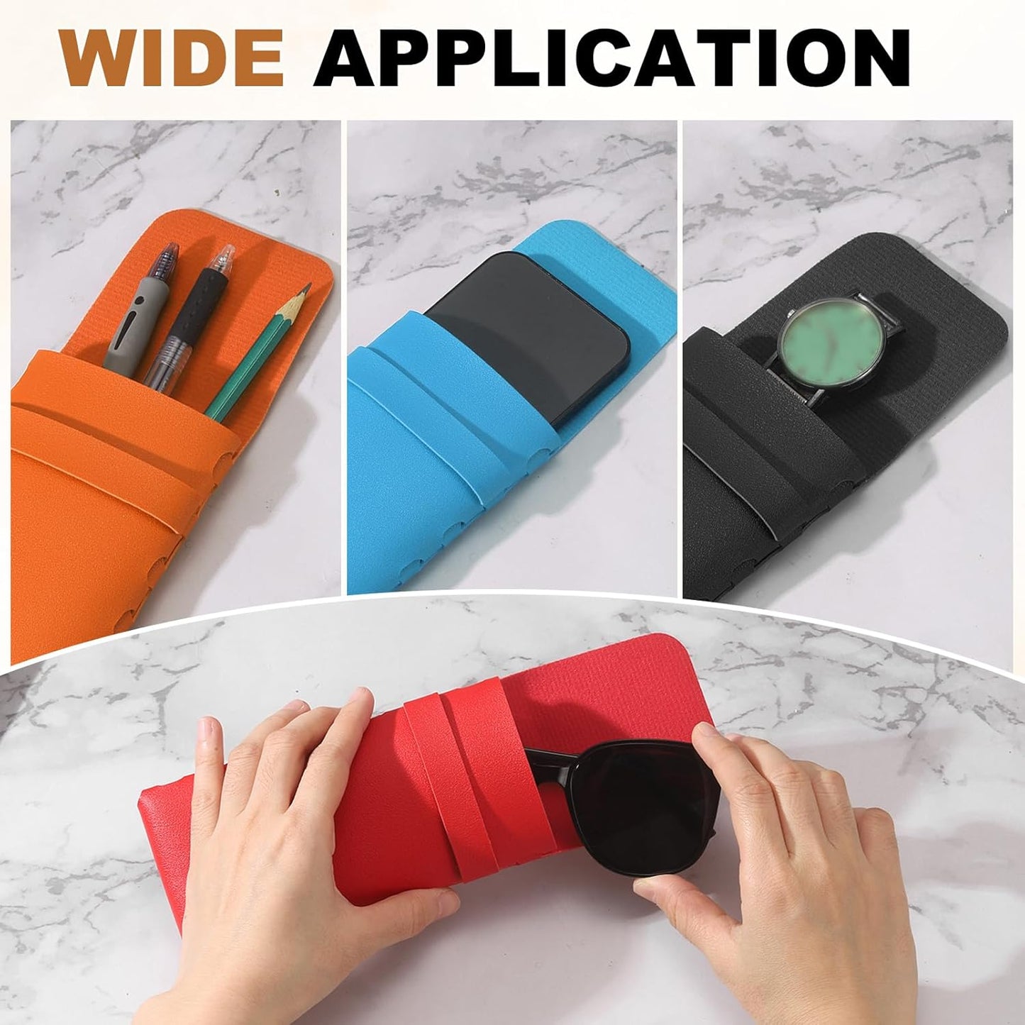 Soft Glasses Case, Leather Eyeglass Case, Portable Glasses Pouch Eyewear Holder with Flap Closure for Women Men