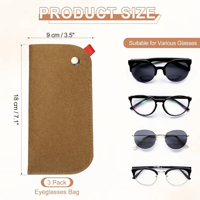 Portable Felt Glasses Case, Soft Slip-in Pouch Case, Ear Hanging Eyeglasses Bag Sunglasses Storage Pouch Main Image