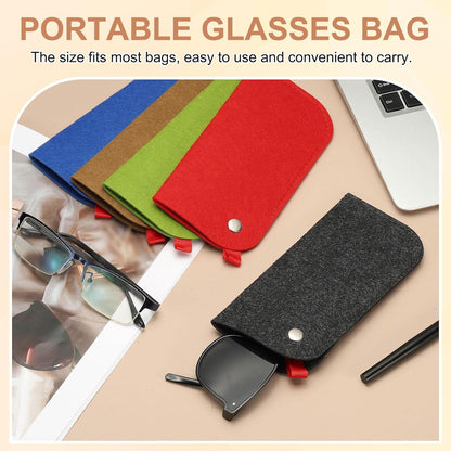 Portable Felt Glasses Case, Soft Slip-in Pouch Case, Ear Hanging Eyeglasses Bag Sunglasses Storage Pouch