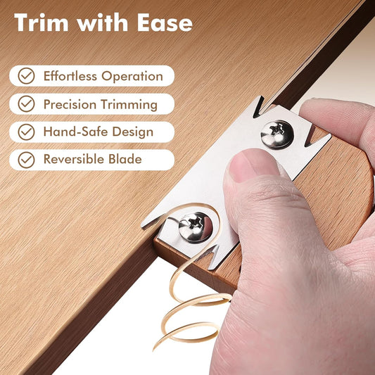Edge Banding Trimmer, Upgraded Veneer Edge Trimmer with Wooden Handle and 3 Replacement Blades, Edge Band Cutter Tool for Woodworking, Veneer, PVC, Laminate, Plywood, Melamine