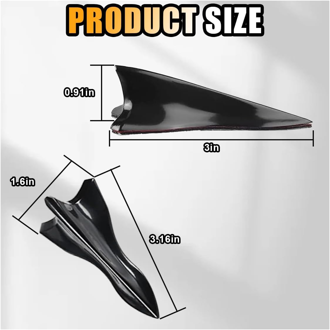 10PCS Car Diffuser Shark Fin Kit, Auto Air Vortex Generator Decoration Self-Adhesive Compatible with Spoiler Roof Wing Pointed, Bumper Exterior Accessories for SUV, Car (Black)