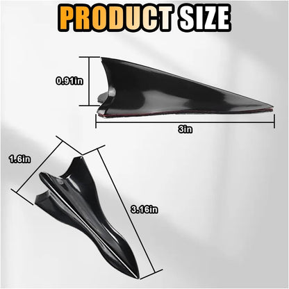 10PCS Car Diffuser Shark Fin Kit, Auto Air Vortex Generator Decoration Self-Adhesive Compatible with Spoiler Roof Wing Pointed, Bumper Exterior Accessories for SUV, Car (Black)