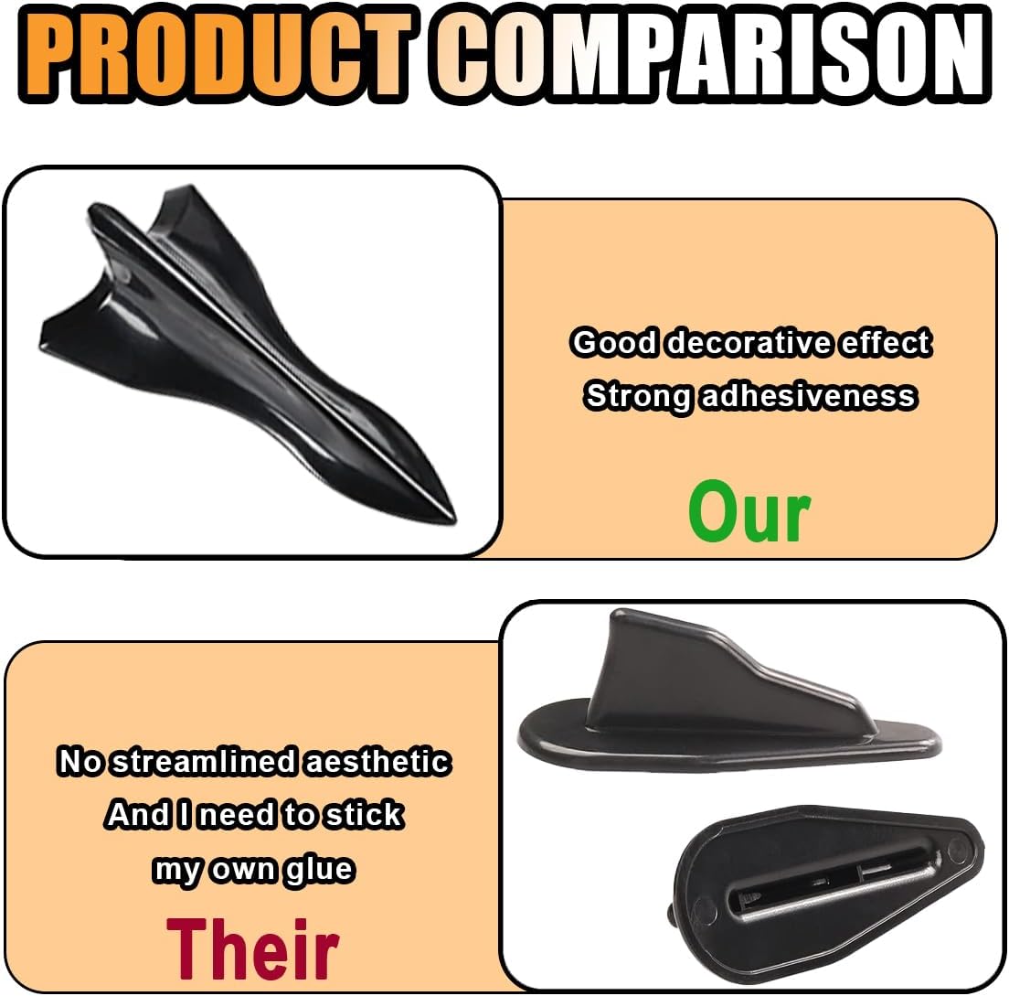 10PCS Car Diffuser Shark Fin Kit, Auto Air Vortex Generator Decoration Self-Adhesive Compatible with Spoiler Roof Wing Pointed, Bumper Exterior Accessories for SUV, Car (Black)