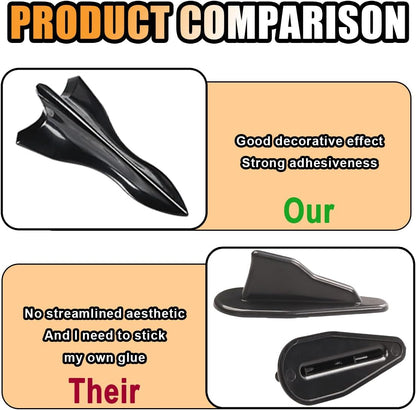 10PCS Car Diffuser Shark Fin Kit, Auto Air Vortex Generator Decoration Self-Adhesive Compatible with Spoiler Roof Wing Pointed, Bumper Exterior Accessories for SUV, Car (Black)