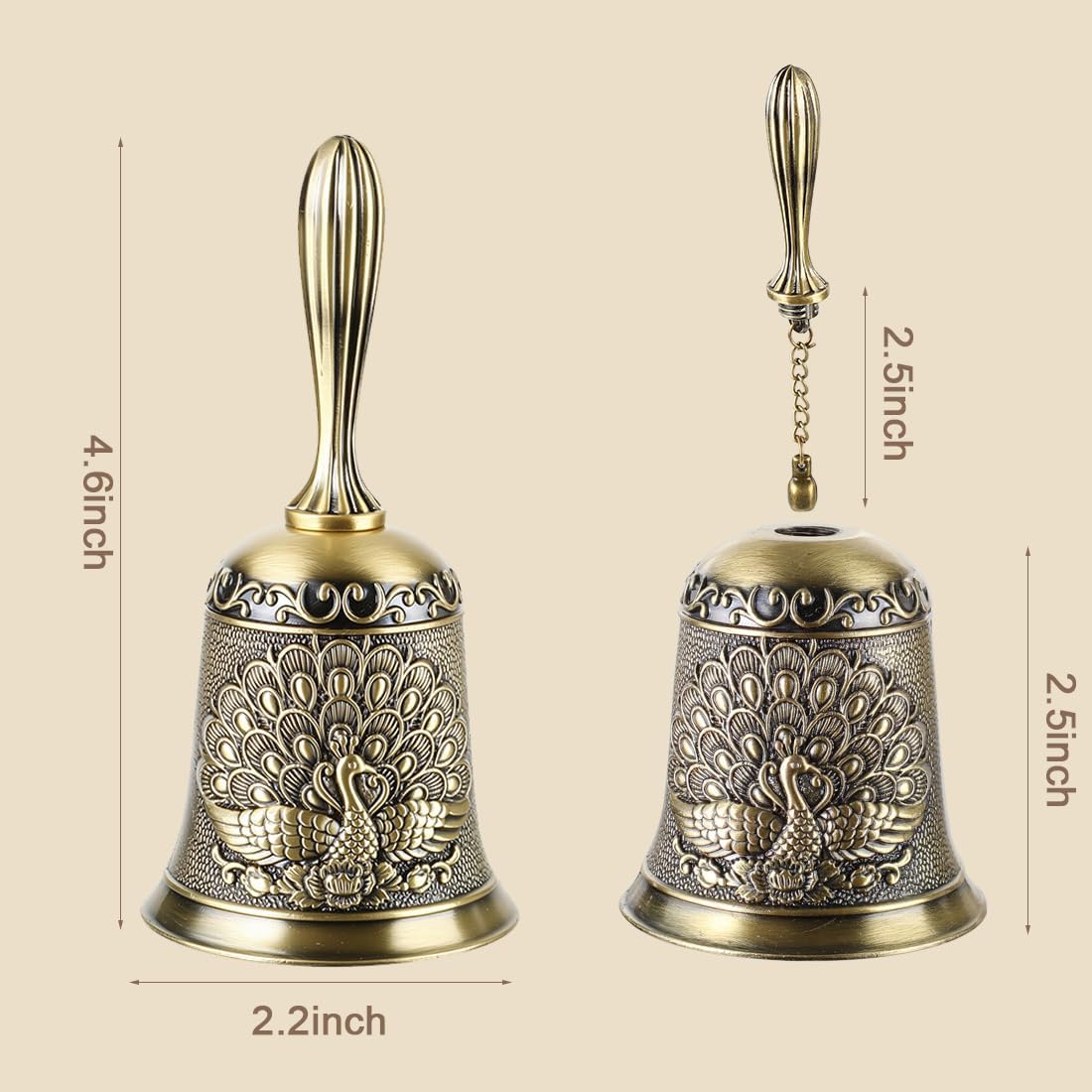 Hand Bell Ringing Bells Loud Service Call Bells Handbells for Seniors Bedside Wedding Dinner Meditation