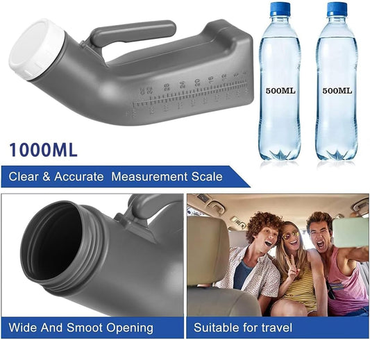 Urinal Bottle Plastic Pee Bottles for Men Portable Urine Bottle Urinal Toilet with Lid 1200 ml Male Urinals for Camping Car Travel Emergency