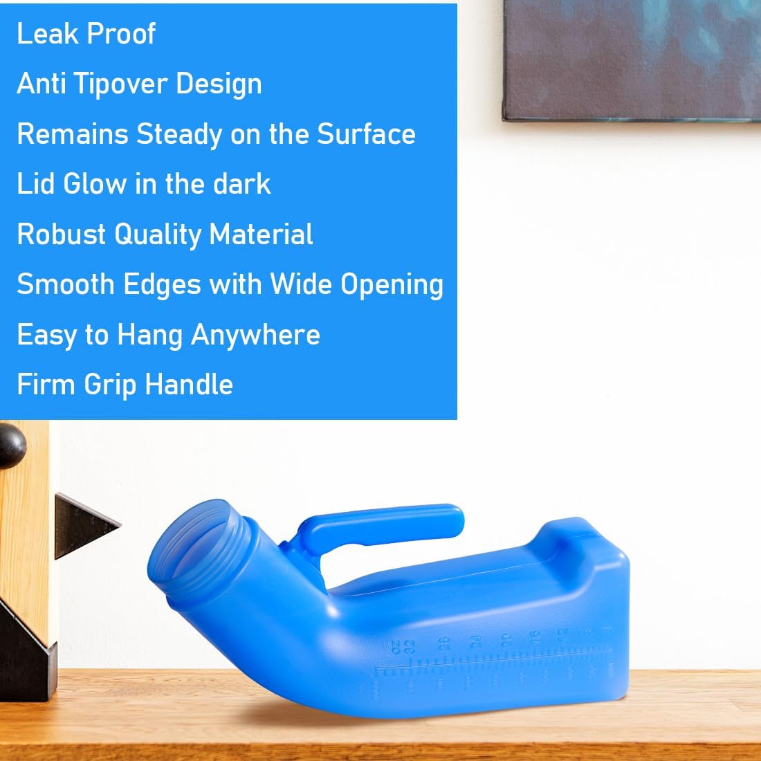 Male Urinals Urine Bottle for Men Portable Travel Pee Bottles Spill Proof Urinary Chamber with Screw-on-Lid Plastic Bedside Urinals for Men, 1L