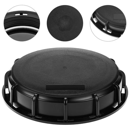 6" Solid Cap W/Gasket for IBC Tote, IBC Tote Water Tank Cover, 2 Pack Leak-Proof Design Plastic IBC Tank Adapter Storage Cap for Chemical Food and Industrial Storage, Black