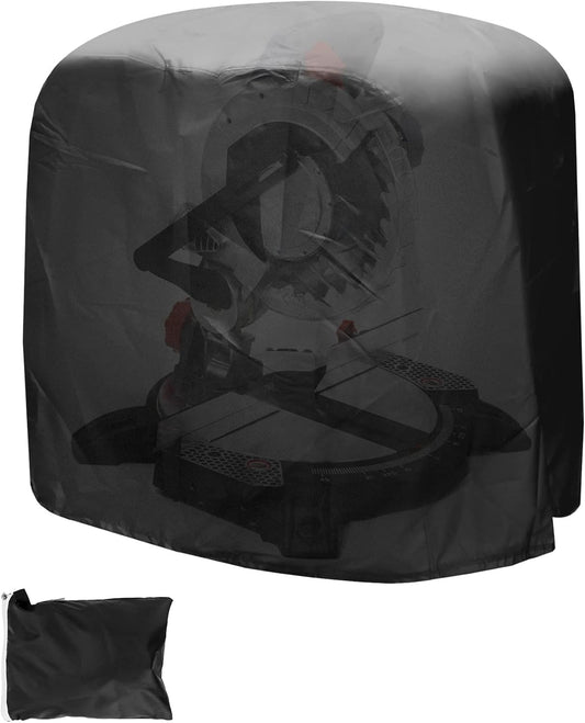 Dustproof Miter Saw Cover, 210D Oxford Cloth with Bottom Drawcord Fits Most Miter Saws, Planers, Machine Tools, Rustproof and Waterproof, Black
