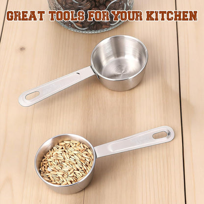 2 Pcs 1/4 Cup Stainless Steel Measuring Cup, 60ml, 2oz Metal Measuring Cups Coffee Measuring Cups Measure Scoop or Cooking, Baking, Kitchen Wet and Dry Ingredients, Dishwasher Safe