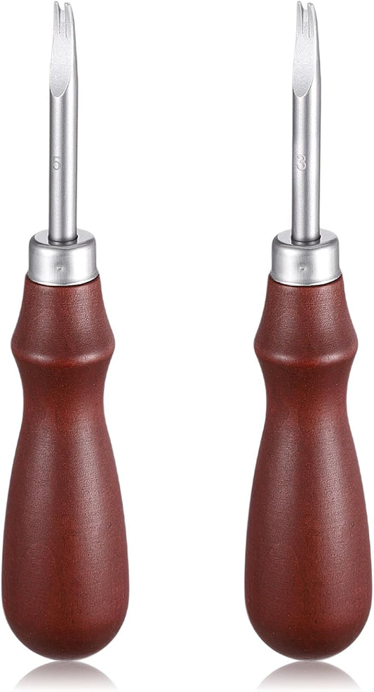 Leather Edge Skiving Beveler, 2 Pcs Leather Working Tools Burnishing Tool Edge Cutting Trimmer Tool for DIY Leathercraft Working 2 Sizes (1.0 mm, 1.5 mm) (3# + 5#)