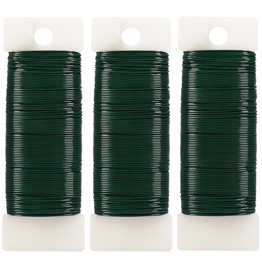 Green Floral Wire, 3 Pack Christmas Wreath Wire, 295 Feet 22 Gauge Florist Ties for Flower Arrangements, Christmas Ornaments, Wreath Making, Gardening, Crafts