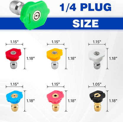 Pressure Washer Tips, Pressure Washer Nozzle Tips with Nozzle Holder, Set of 7 Pressure Washer Nozzles, 1/4 Inch Quick Connect, 4000 PSI